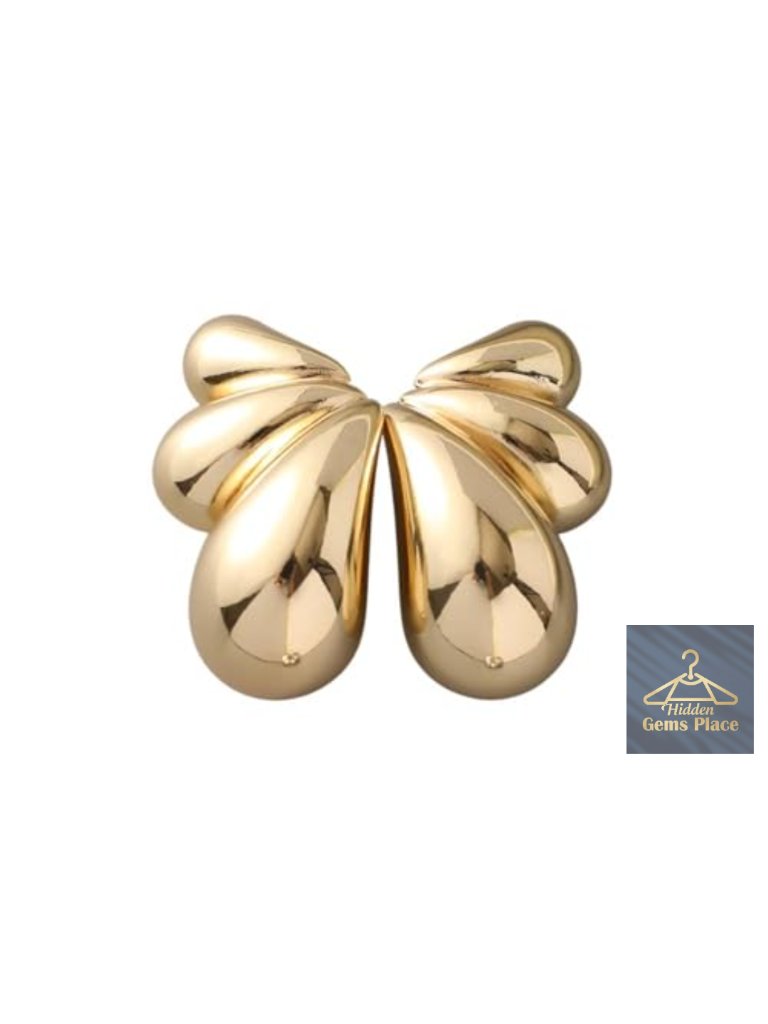 18k Gold Plated Bold Teardrop Cluster Stud Earrings, Statement Jewelry